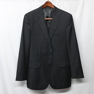 Byron British Style 42L‎ Gray Stripe Balmoral 2 Button Blazer Jacket Sport Coat